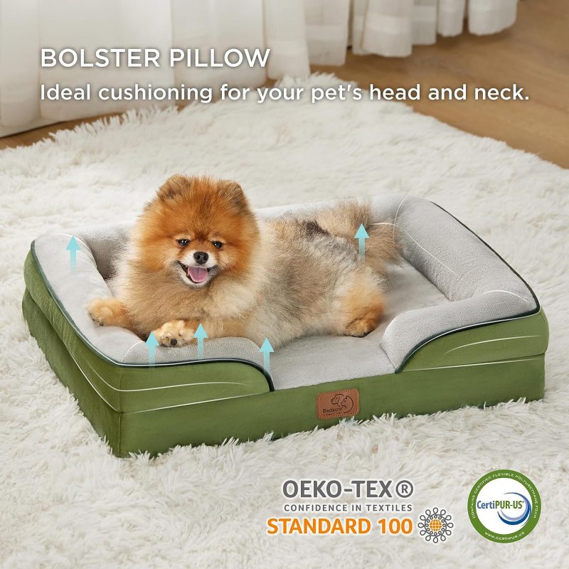 Bedsure Orthopedic Dog Bed for Medium Dogs -Foam Sofa with Removable Washable Cover, Waterproof Lining and Nonskid Bottom Couch, - Image 268