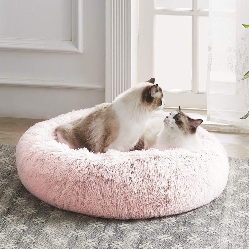 Calming Dog Bed & Cat Bed, Anti-Anxiety Donut Cuddler Warming Cozy Soft Round Fluffy Faux Fur Plush Cushion bed for Small Medium - Image 121