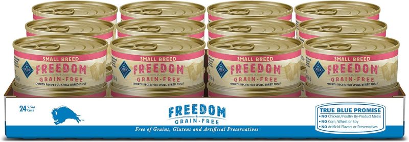 Blue Buffalo Freedom Grain Free Natural Adult Small Breed Wet Dog Food, Chicken 5.5oz cans (Pack of 24)