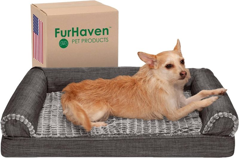 Furhaven Cooling Gel Dog Bed for Large Dogs w/ Removable Bolsters & Washable Cover, For Dogs Up to 95 lbs - Plush & Velvet Waves - Image 61