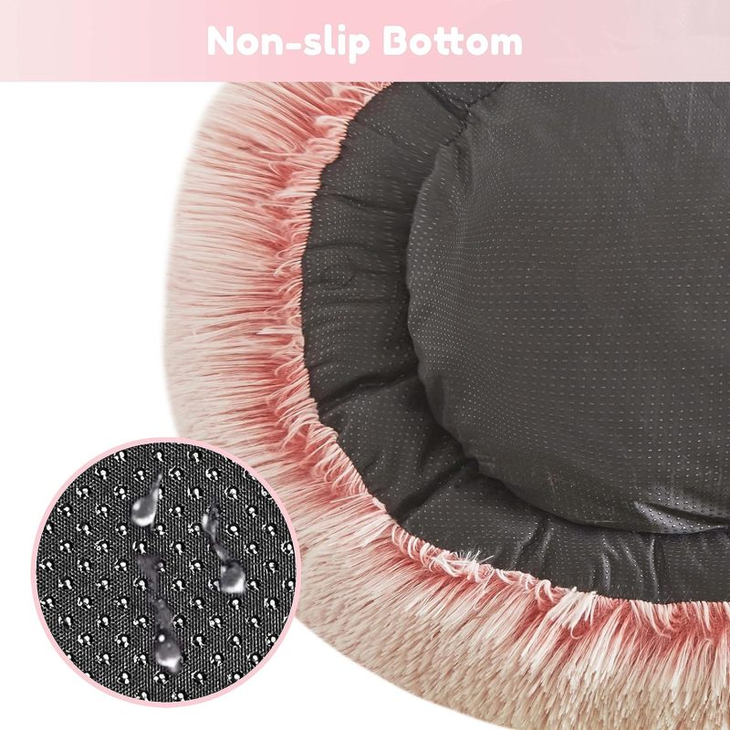 Calming Dog Bed & Cat Bed, Anti-Anxiety Donut Cuddler Warming Cozy Soft Round Fluffy Faux Fur Plush Cushion bed for Small Medium - Image 92