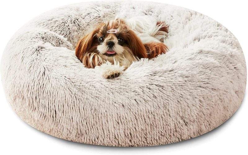 Calming Dog Bed & Cat Bed, Anti-Anxiety Donut Cuddler Warming Cozy Soft Round Fluffy Faux Fur Plush Cushion bed for Small Medium - Image 152