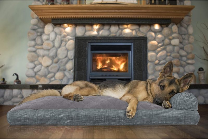 Furhaven Orthopedic Dog Bed for Medium/Small Dogs w/ Removable Bolsters & Washable Cover, For Dogs Up to 35 lbs - Plush & Almond - Image 500