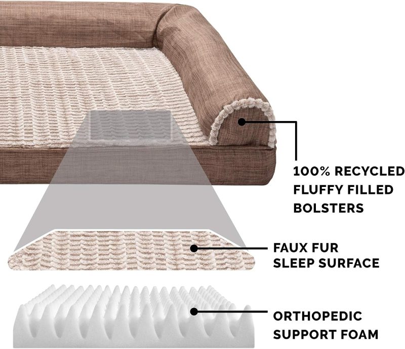 Furhaven Cooling Gel Dog Bed for Large Dogs w/ Removable Bolsters & Washable Cover, For Dogs Up to 95 lbs - Plush & Velvet Waves - Image 157