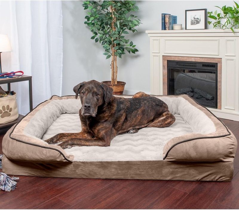 Furhaven Cooling Gel Dog Bed for Large Dogs w/ Removable Bolsters & Washable Cover, For Dogs Up to 95 lbs - Plush & Velvet Waves - Image 368