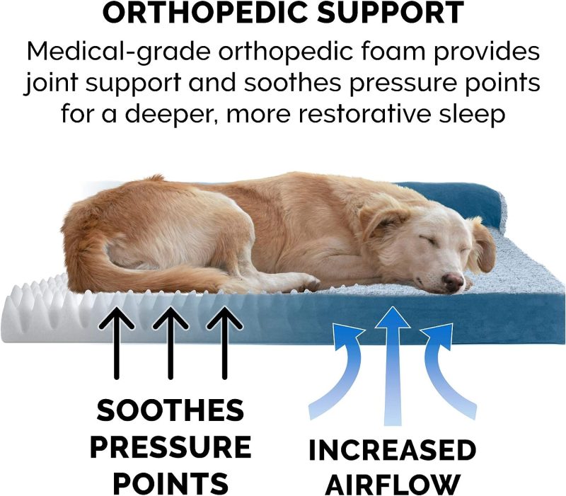 Furhaven Orthopedic Dog Bed for Medium/Small Dogs w/ Removable Bolsters & Washable Cover, For Dogs Up to 35 lbs - Plush & Almond - Image 144
