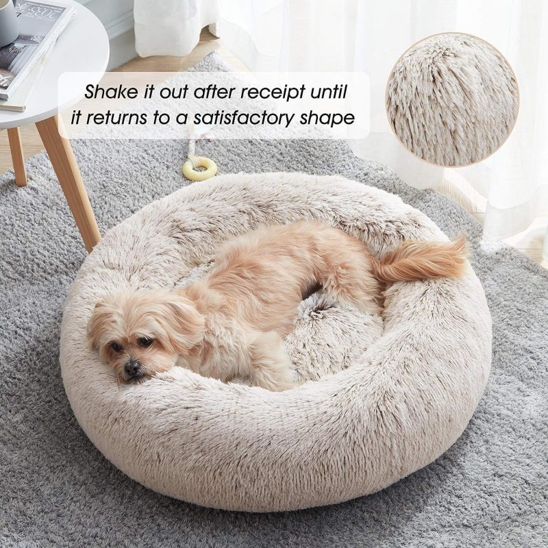 Calming Dog Bed & Cat Bed, Anti-Anxiety Donut Cuddler Warming Cozy Soft Round Fluffy Faux Fur Plush Cushion bed for Small Medium - Image 95