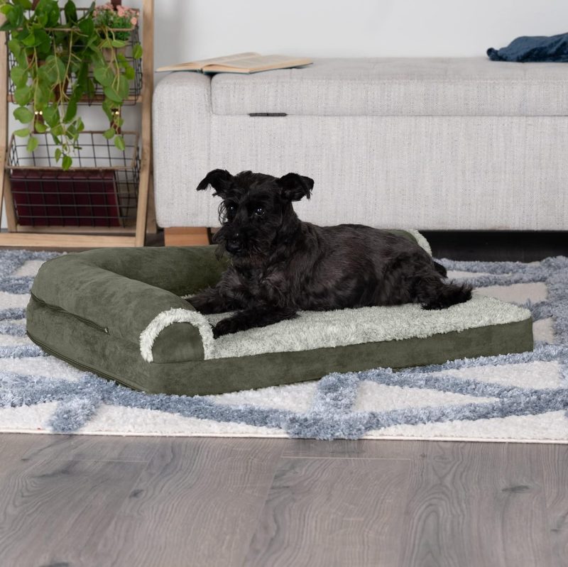 Furhaven Orthopedic Dog Bed for Medium/Small Dogs w/ Removable Bolsters & Washable Cover, For Dogs Up to 35 lbs - Plush & Almond - Image 689