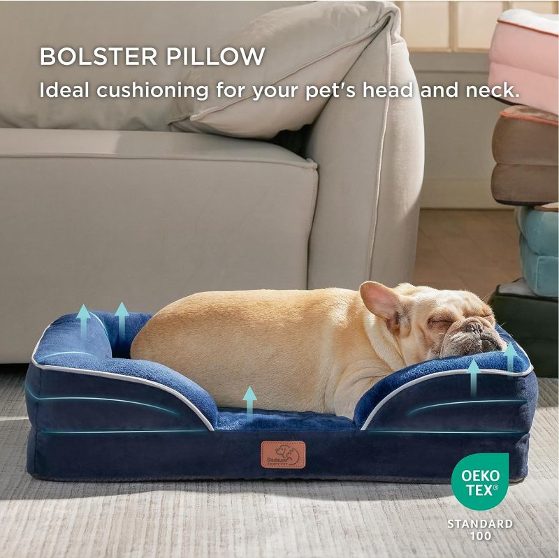 Bedsure Orthopedic Dog Bed for Medium Dogs -Foam Sofa with Removable Washable Cover, Waterproof Lining and Nonskid Bottom Couch, - Image 299
