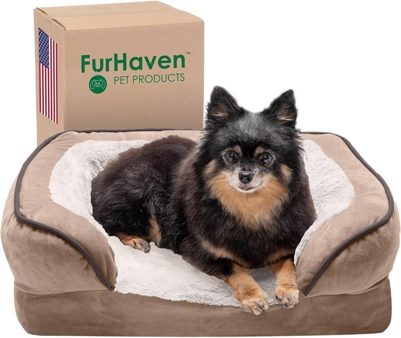 Furhaven Cooling Gel Dog Bed for Large Dogs w/ Removable Bolsters & Washable Cover, For Dogs Up to 95 lbs - Plush & Velvet Waves - Image 276