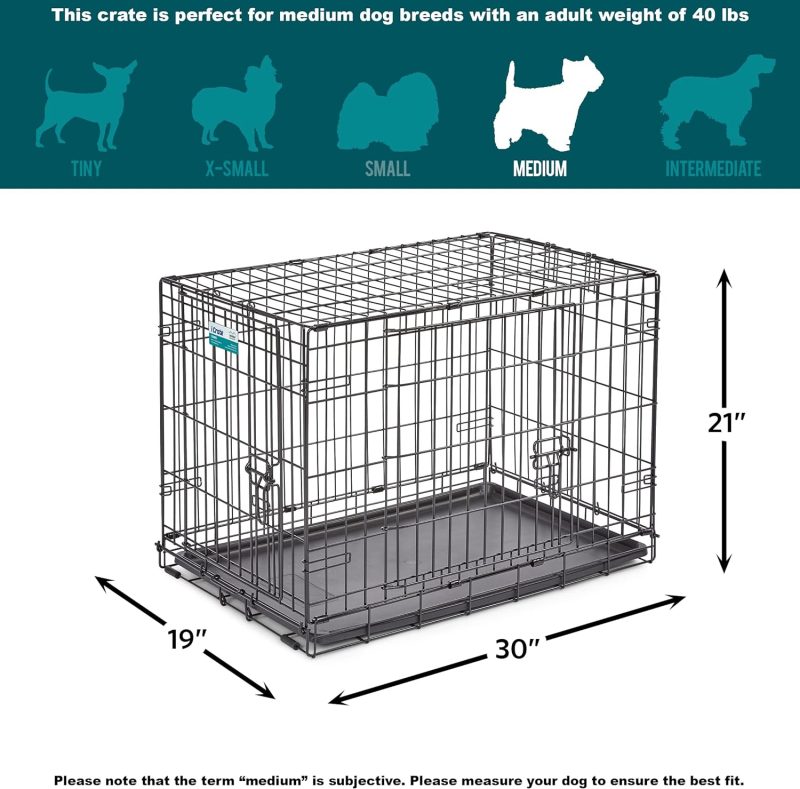 MidWest Homes for Pets Newly Enhanced Single & Double Door iCrate Dog Crate, Includes Leak-Proof Pan, Floor Protecting Feet , - Image 52
