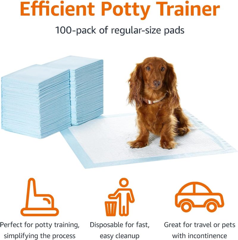 Amazon Basics Dog and Puppy Pee Pads with Leak-Proof Quick-Dry Design for Potty Training, Standard Absorbency, Regular Size, 22 - Image 37