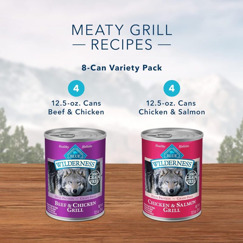 Blue Buffalo Wilderness High Protein Beef and Chicken & Salmon and Chicken Wet Dog Food Variety Pack for Adult Dogs, Grain-Free, - Image 3
