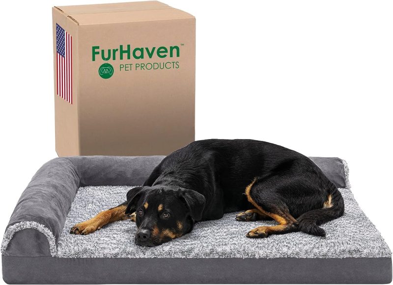 Furhaven Orthopedic Dog Bed for Medium/Small Dogs w/ Removable Bolsters & Washable Cover, For Dogs Up to 35 lbs - Plush & Almond - Image 512