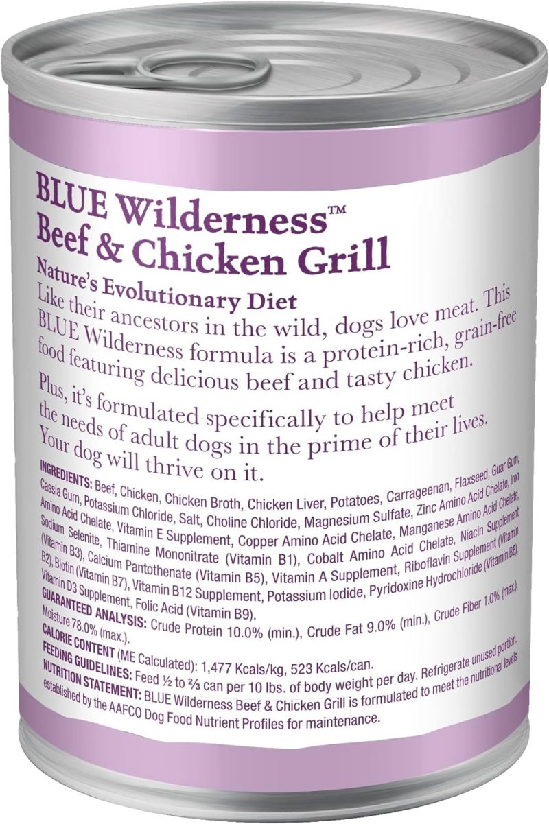 Blue Buffalo Wilderness High Protein Beef and Chicken & Salmon and Chicken Wet Dog Food Variety Pack for Adult Dogs, Grain-Free, - Image 9