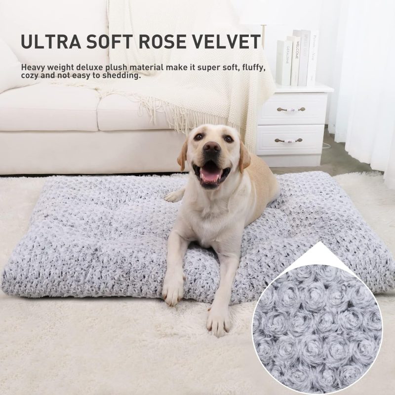 Washable Dog Bed Deluxe Plush Dog Crate Beds Fulffy Comfy Kennel Pad Anti-Slip Pet Sleeping Mat for Large, Jumbo, Medium, Small - Image 46