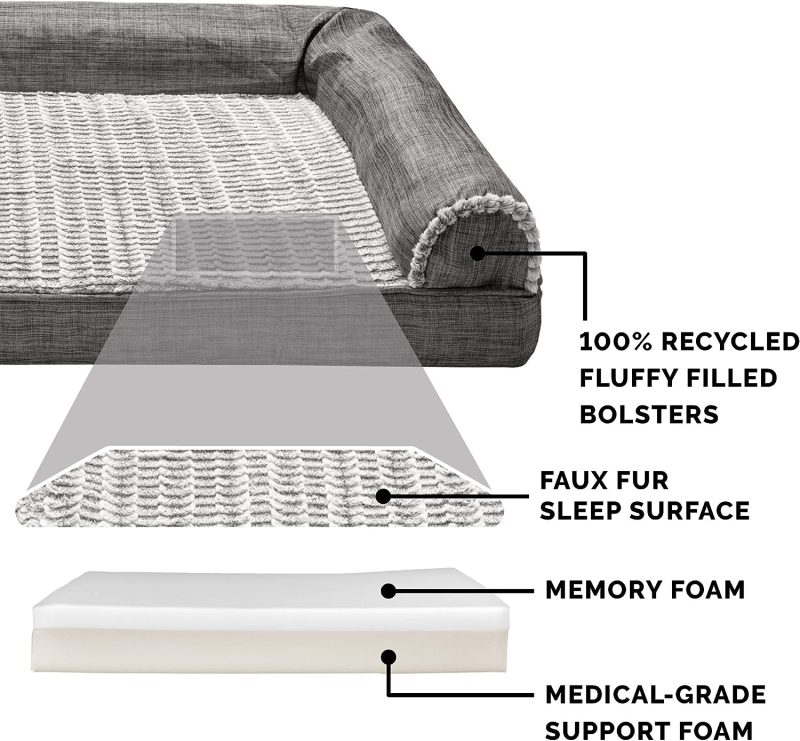 Furhaven Cooling Gel Dog Bed for Large Dogs w/ Removable Bolsters & Washable Cover, For Dogs Up to 95 lbs - Plush & Velvet Waves - Image 25