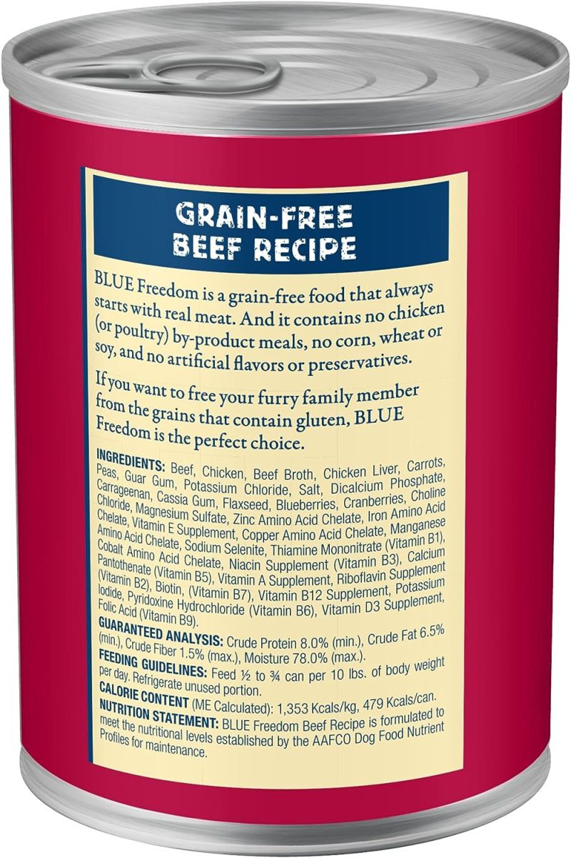 Blue Buffalo Freedom Grain Free Natural Adult Wet Dog Food, Chicken 12.5oz cans (Pack of 12) - Image 24