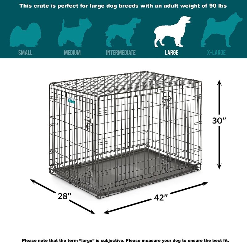 MidWest Homes for Pets Newly Enhanced Single & Double Door iCrate Dog Crate, Includes Leak-Proof Pan, Floor Protecting Feet , - Image 56