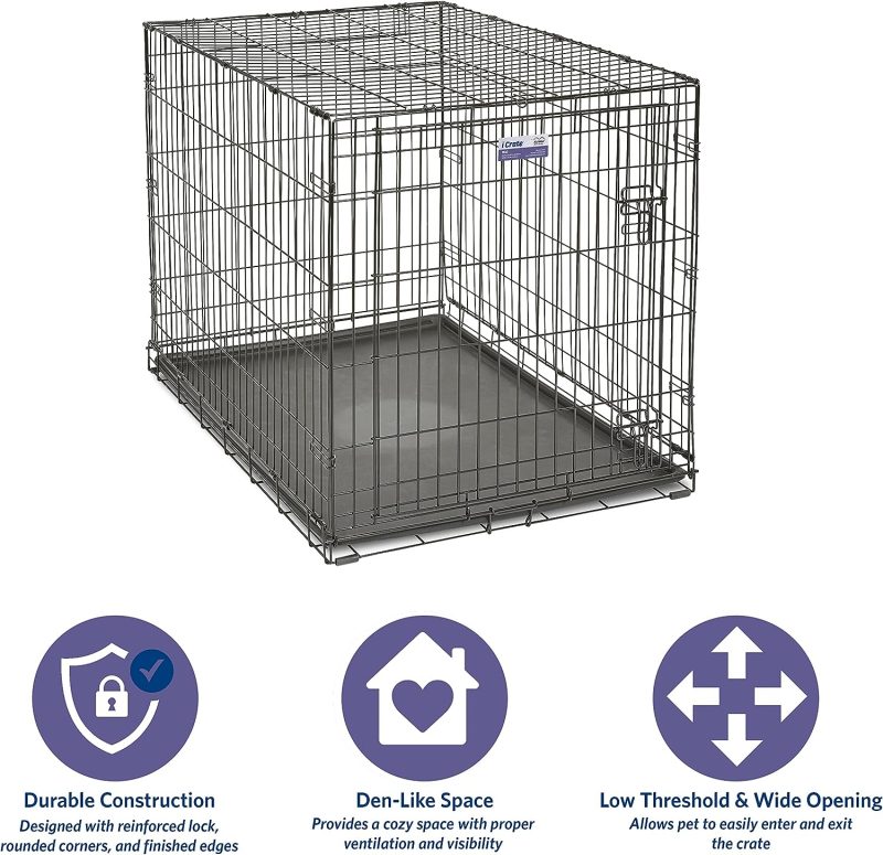 MidWest Homes for Pets Newly Enhanced Single & Double Door iCrate Dog Crate, Includes Leak-Proof Pan, Floor Protecting Feet , - Image 22