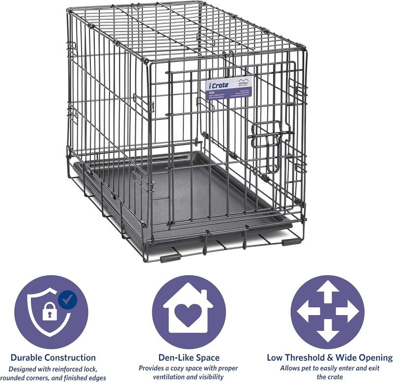 MidWest Homes for Pets Newly Enhanced Single & Double Door iCrate Dog Crate, Includes Leak-Proof Pan, Floor Protecting Feet , - Image 74