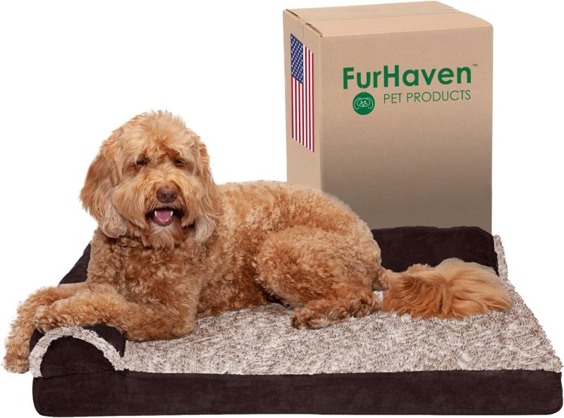 Furhaven Orthopedic Dog Bed for Medium/Small Dogs w/ Removable Bolsters & Washable Cover, For Dogs Up to 35 lbs - Plush & Almond - Image 418