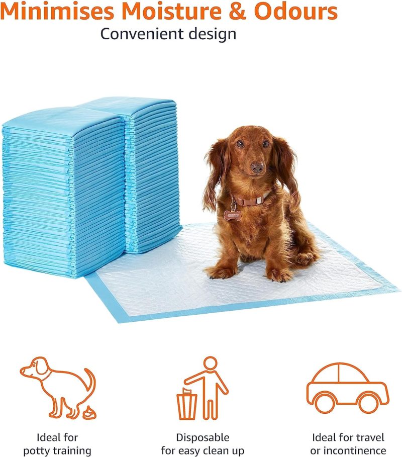Amazon Basics Dog and Puppy Pee Pads with Leak-Proof Quick-Dry Design for Potty Training, Standard Absorbency, Regular Size, 22 - Image 44