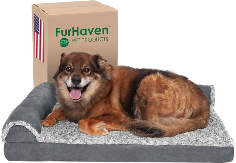 Furhaven Orthopedic Dog Bed for Medium/Small Dogs w/ Removable Bolsters & Washable Cover, For Dogs Up to 35 lbs - Plush & Almond - Image 376
