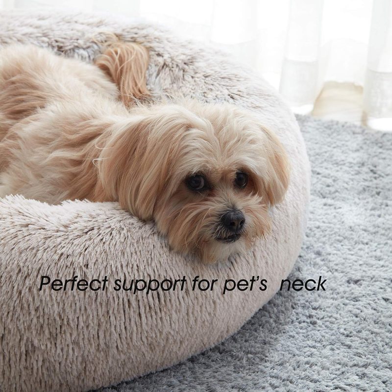 Calming Dog Bed & Cat Bed, Anti-Anxiety Donut Cuddler Warming Cozy Soft Round Fluffy Faux Fur Plush Cushion bed for Small Medium - Image 72