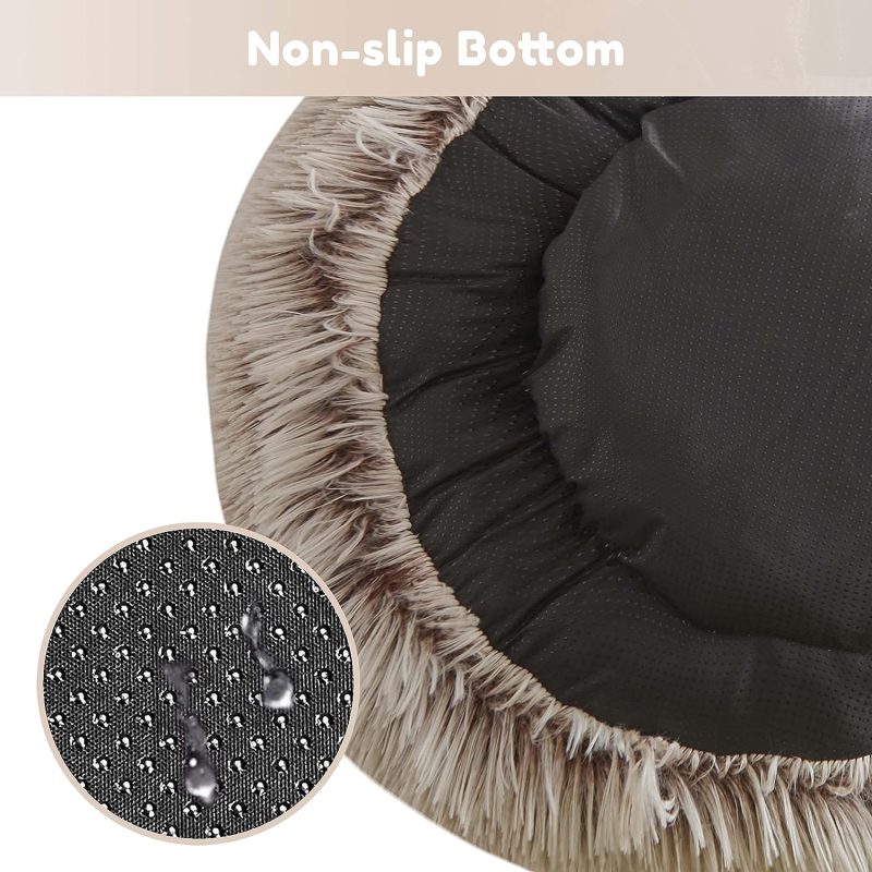 Calming Dog Bed & Cat Bed, Anti-Anxiety Donut Cuddler Warming Cozy Soft Round Fluffy Faux Fur Plush Cushion bed for Small Medium - Image 116