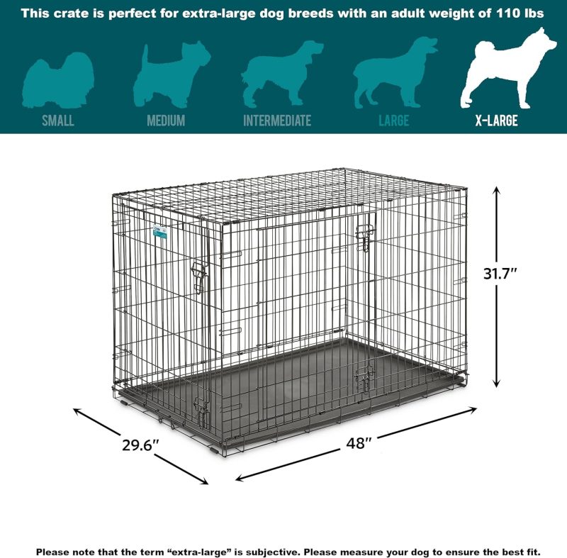 MidWest Homes for Pets Newly Enhanced Single & Double Door iCrate Dog Crate, Includes Leak-Proof Pan, Floor Protecting Feet , - Image 32