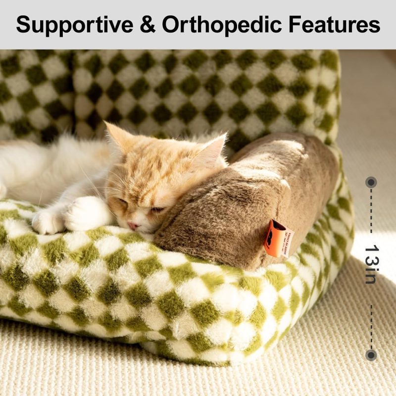 Pet Couch Bed, Washable Cat Beds for Medium Small Dogs & Cats up to 25 lbs, Durable Dog Beds with Non-Slip Bottom, Fluffy Cat - Image 43
