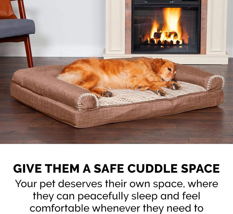Furhaven Cooling Gel Dog Bed for Large Dogs w/ Removable Bolsters & Washable Cover, For Dogs Up to 95 lbs - Plush & Velvet Waves - Image 193