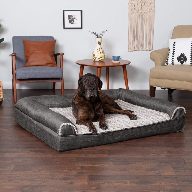 Furhaven Cooling Gel Dog Bed for Large Dogs w/ Removable Bolsters & Washable Cover, For Dogs Up to 95 lbs - Plush & Velvet Waves - Image 287
