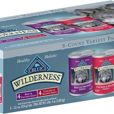 Blue Buffalo Wilderness High Protein Beef and Chicken & Salmon and Chicken Wet Dog Food Variety Pack for Adult Dogs, Grain-Free,