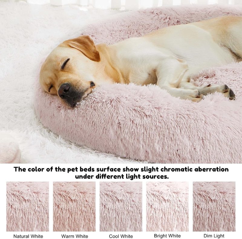 Calming Dog Bed & Cat Bed, Anti-Anxiety Donut Cuddler Warming Cozy Soft Round Fluffy Faux Fur Plush Cushion bed for Small Medium - Image 165