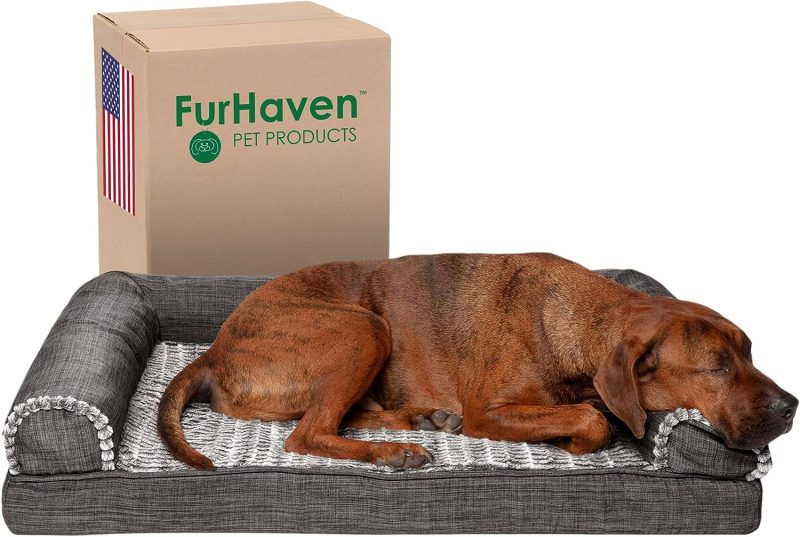 Furhaven Cooling Gel Dog Bed for Large Dogs w/ Removable Bolsters & Washable Cover, For Dogs Up to 95 lbs - Plush & Velvet Waves - Image 308
