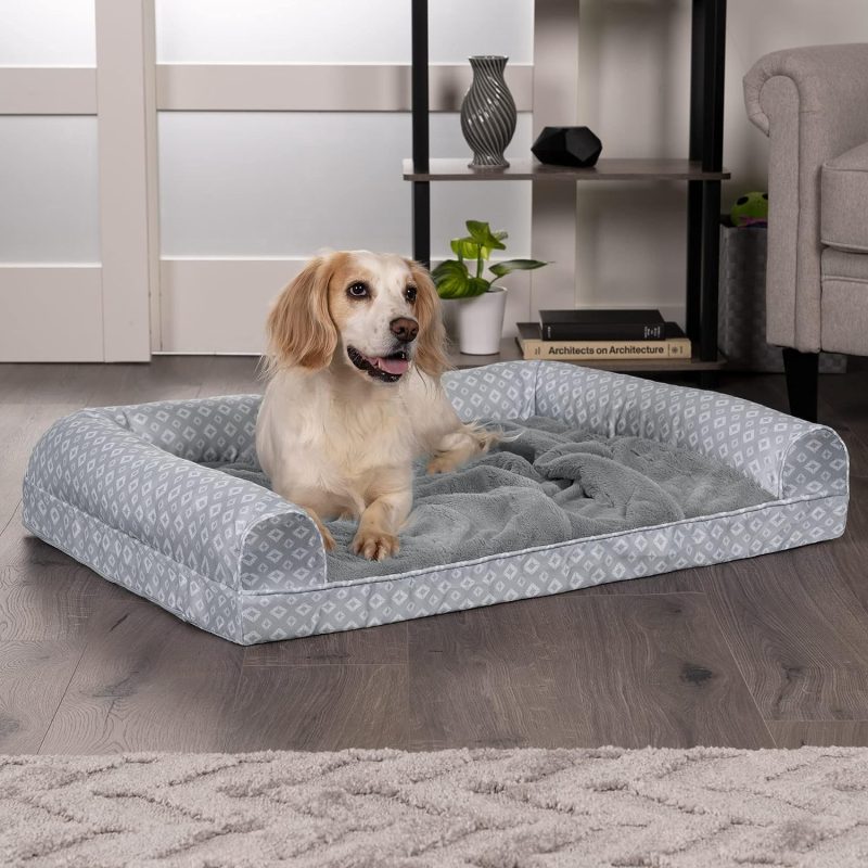 Furhaven Cooling Gel Dog Bed for Large Dogs w/ Removable Bolsters & Washable Cover, For Dogs Up to 95 lbs - Plush & Velvet Waves - Image 353