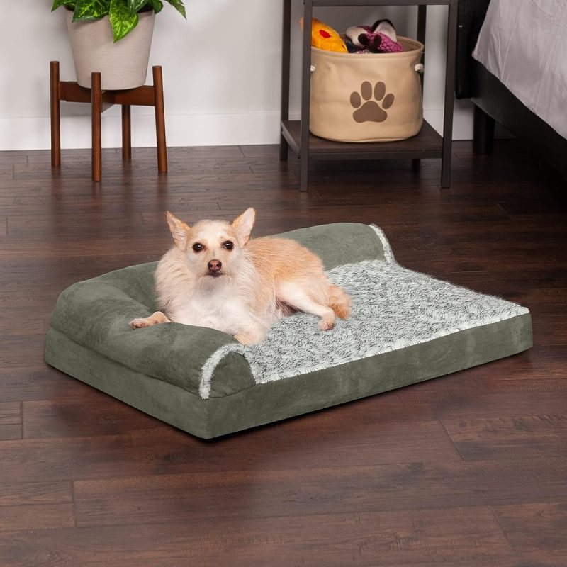 Furhaven Orthopedic Dog Bed for Medium/Small Dogs w/ Removable Bolsters & Washable Cover, For Dogs Up to 35 lbs - Plush & Almond - Image 576