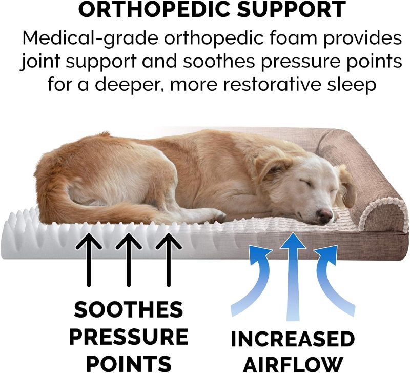 Furhaven Cooling Gel Dog Bed for Large Dogs w/ Removable Bolsters & Washable Cover, For Dogs Up to 95 lbs - Plush & Velvet Waves - Image 158