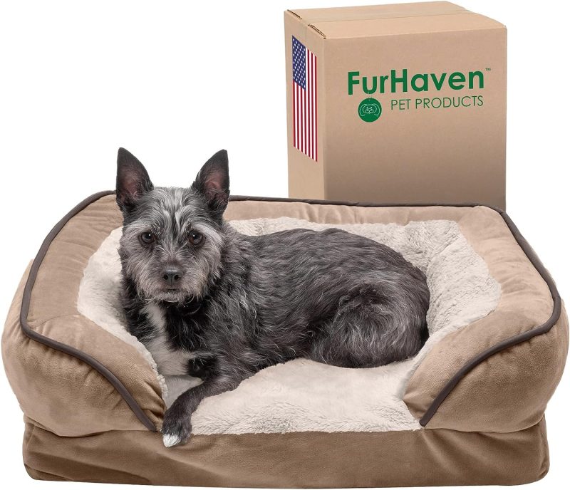 Furhaven Cooling Gel Dog Bed for Large Dogs w/ Removable Bolsters & Washable Cover, For Dogs Up to 95 lbs - Plush & Velvet Waves - Image 397