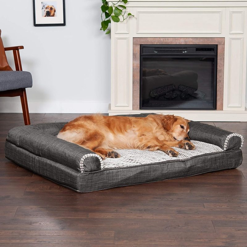 Furhaven Cooling Gel Dog Bed for Large Dogs w/ Removable Bolsters & Washable Cover, For Dogs Up to 95 lbs - Plush & Velvet Waves - Image 358