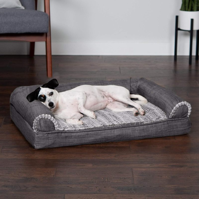 Furhaven Cooling Gel Dog Bed for Large Dogs w/ Removable Bolsters & Washable Cover, For Dogs Up to 95 lbs - Plush & Velvet Waves - Image 351
