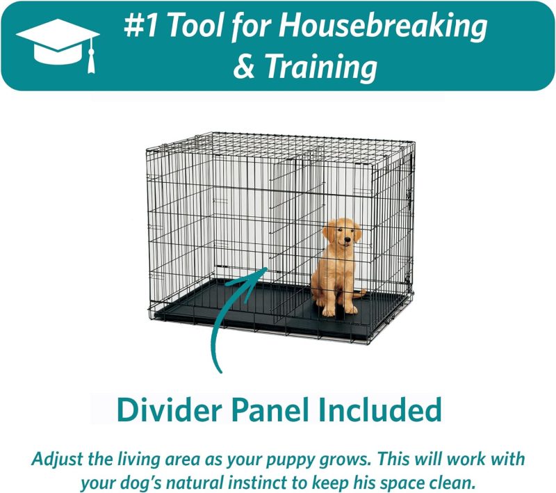 MidWest Homes for Pets Newly Enhanced Single & Double Door iCrate Dog Crate, Includes Leak-Proof Pan, Floor Protecting Feet , - Image 13
