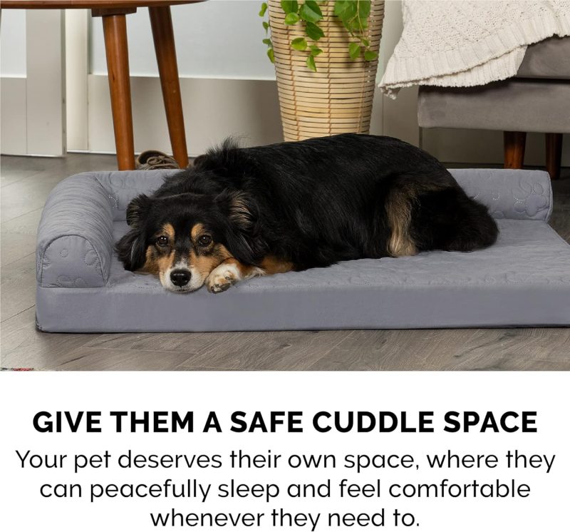 Furhaven Orthopedic Dog Bed for Medium/Small Dogs w/ Removable Bolsters & Washable Cover, For Dogs Up to 35 lbs - Plush & Almond - Image 291