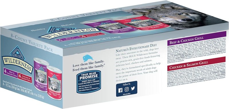 Blue Buffalo Wilderness High Protein Beef and Chicken & Salmon and Chicken Wet Dog Food Variety Pack for Adult Dogs, Grain-Free, - Image 2