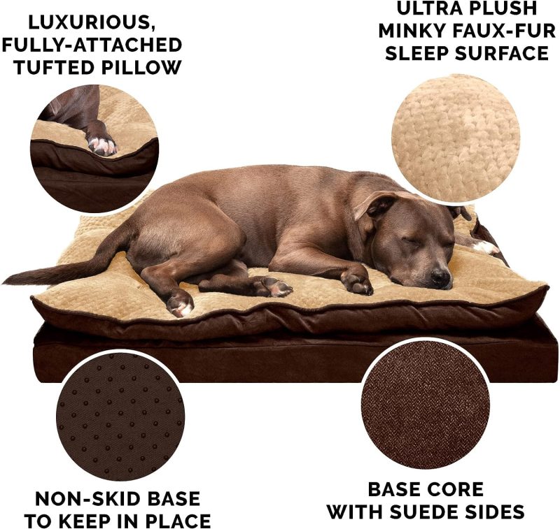 Furhaven Cooling Gel Dog Bed for Large Dogs w/ Removable Bolsters & Washable Cover, For Dogs Up to 95 lbs - Plush & Velvet Waves - Image 221