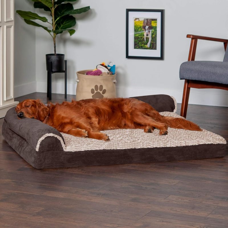 Furhaven Orthopedic Dog Bed for Medium/Small Dogs w/ Removable Bolsters & Washable Cover, For Dogs Up to 35 lbs - Plush & Almond - Image 382