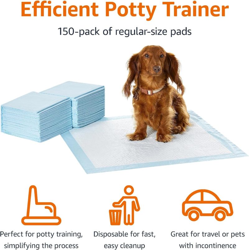 Amazon Basics Dog and Puppy Pee Pads with Leak-Proof Quick-Dry Design for Potty Training, Standard Absorbency, Regular Size, 22 - Image 40