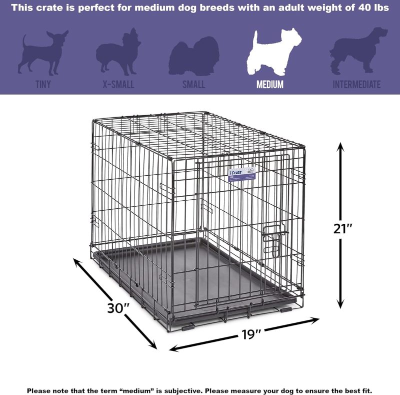 MidWest Homes for Pets Newly Enhanced Single & Double Door iCrate Dog Crate, Includes Leak-Proof Pan, Floor Protecting Feet , - Image 43